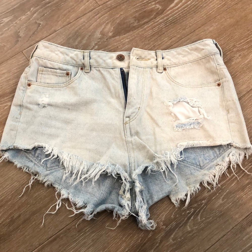 High waisted jean shorts